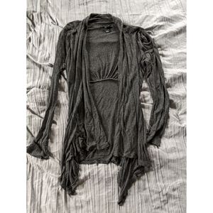 Forever 21 small dark grey asymmetrical cardigan